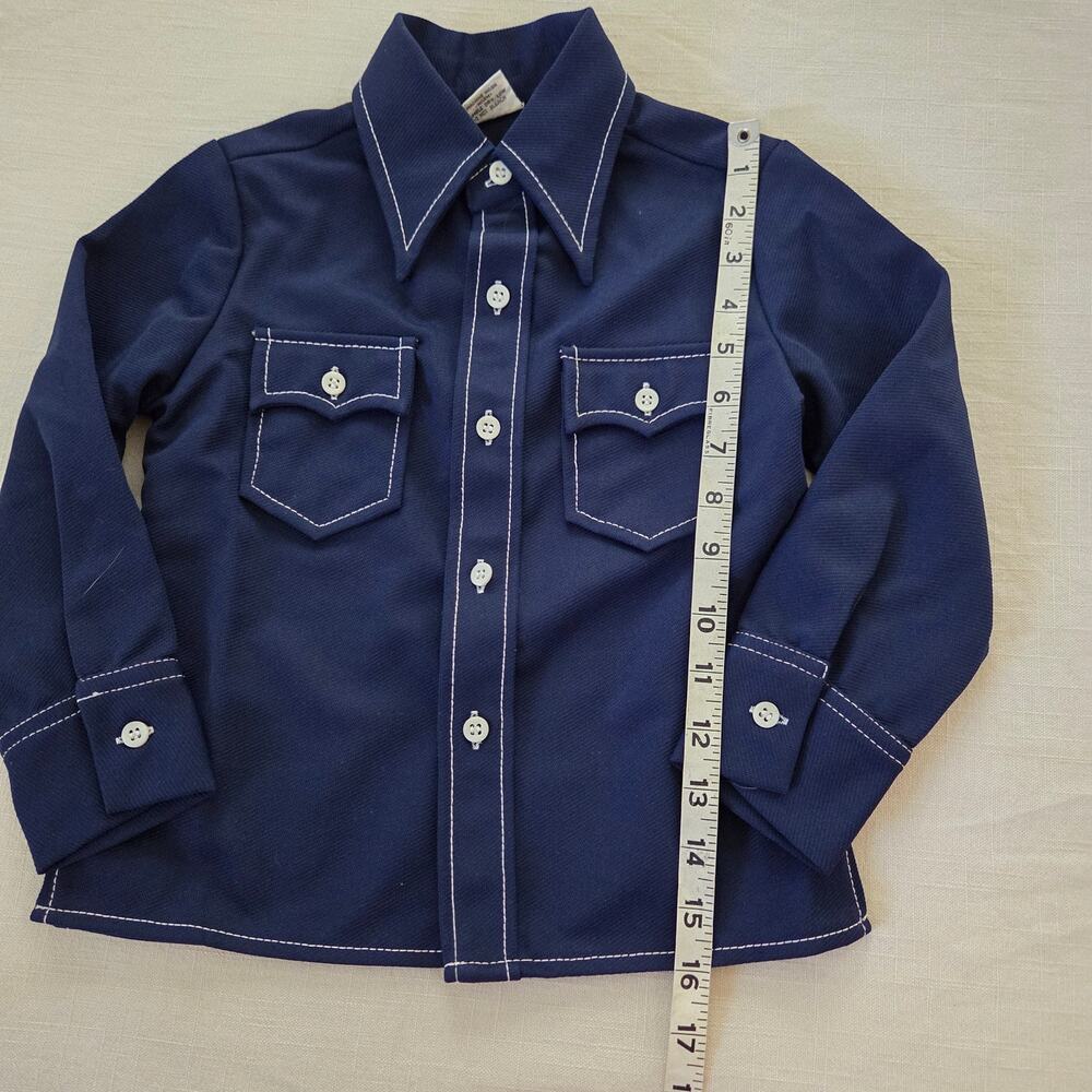 Vintage 70s Sears Navy Buttondown 4t - Picture 3 of 5